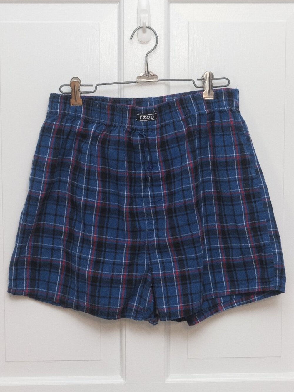 Izod Blue Plaid Woven Boxer Shorts